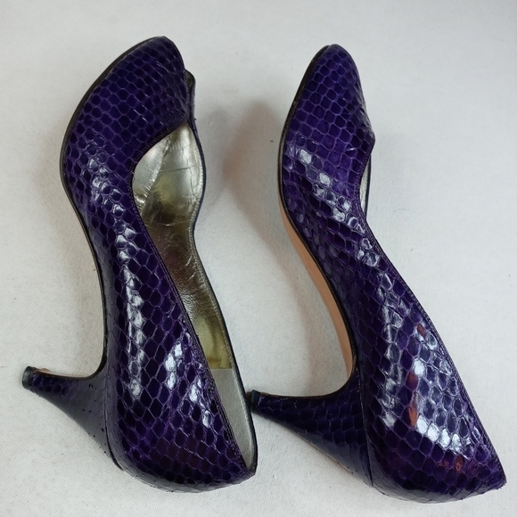 Bruno Magli Women Shoe Pumps 2.5" Heel Purple Snak - Picture 8 of 11